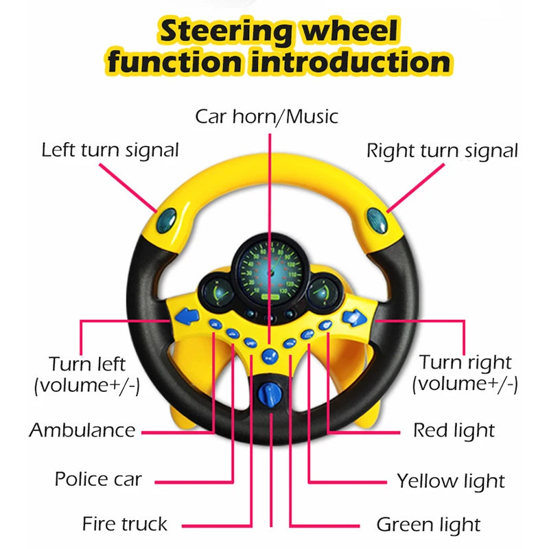 Engaging Infant Shining Electric Steering Wheel Toy with Lights and Sounds - Perfect for Early Education and Imaginative Play!